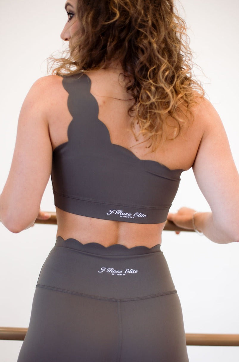 Scalloped Sports Bra - Taupe S & L