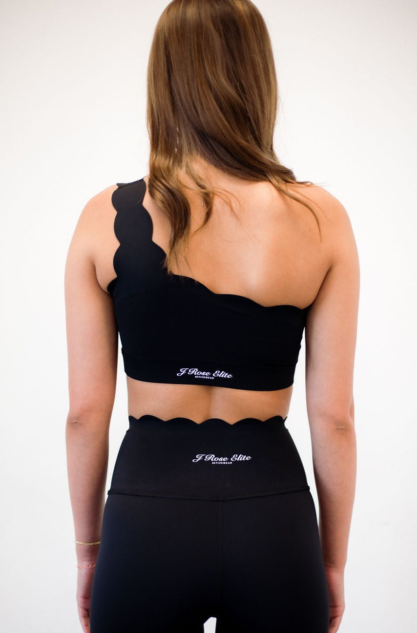 Scalloped Sports Bra - Black SMALL ONLY