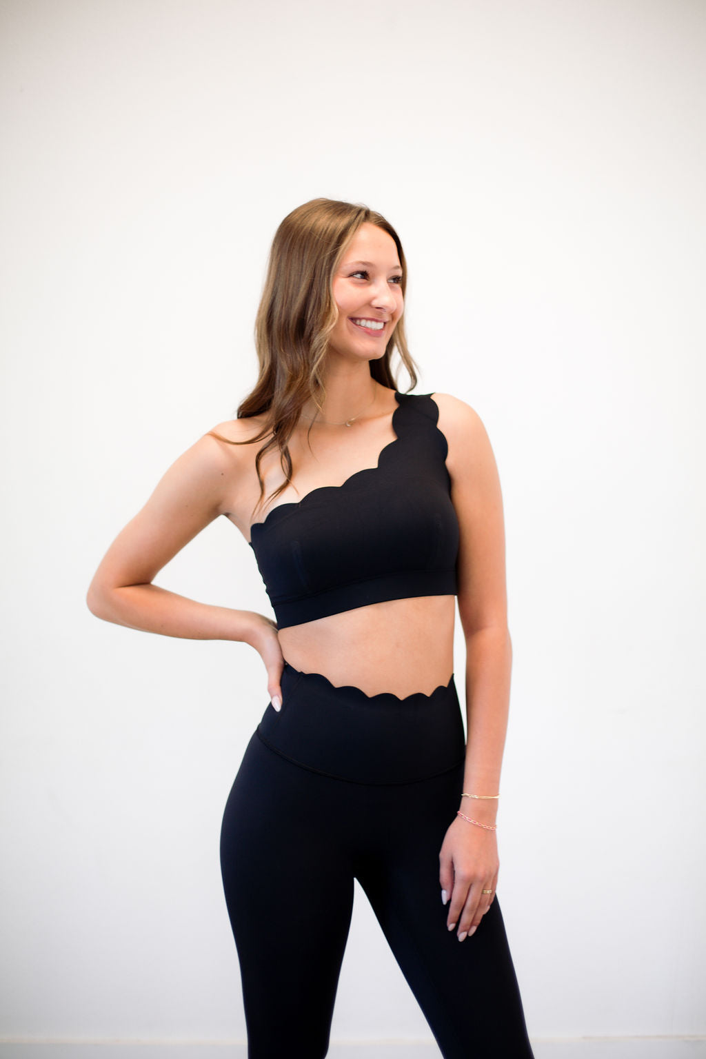 Scalloped Sports Bra - Black SMALL ONLY