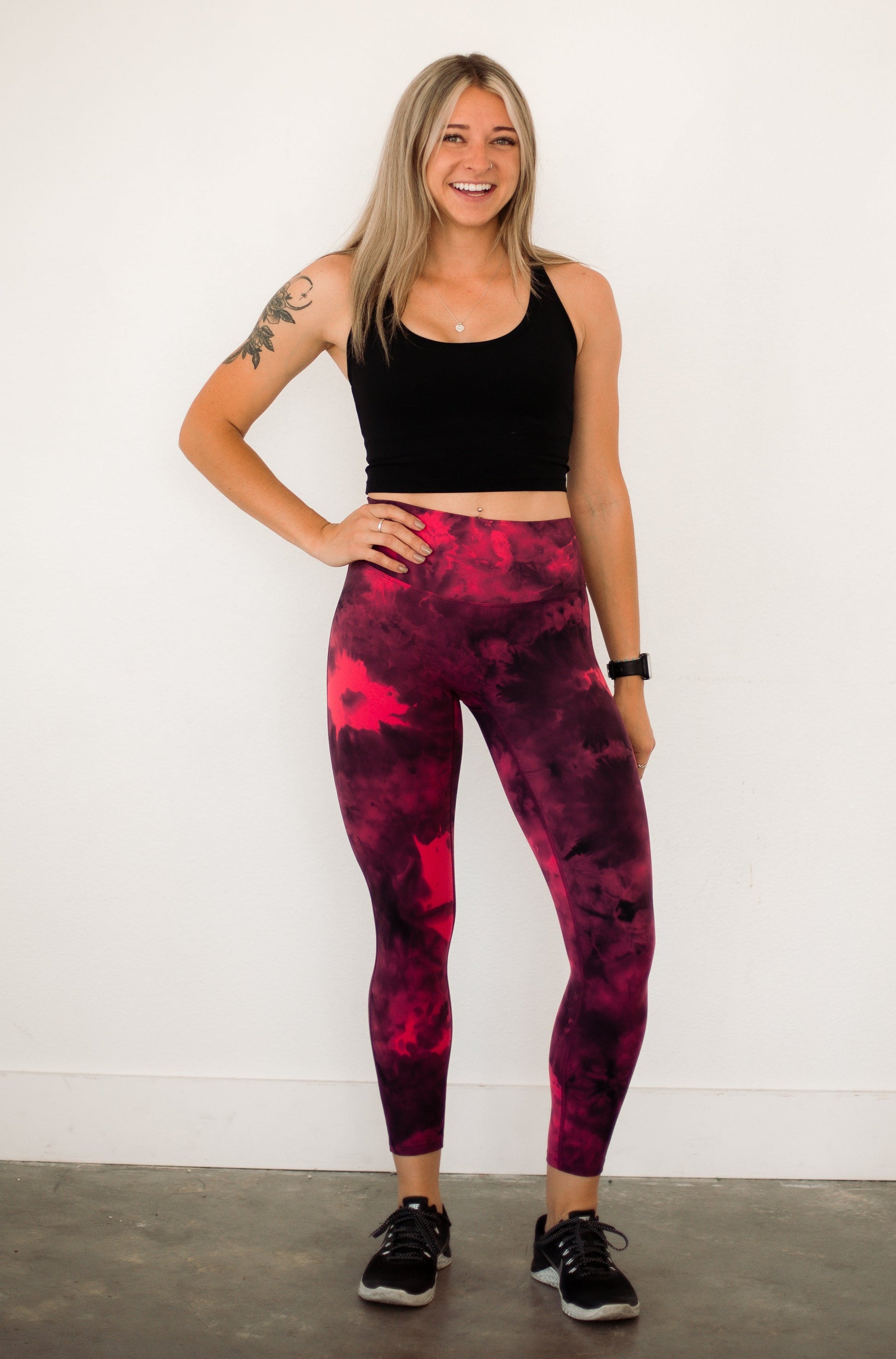 Tie Dye Leggings Red/Black –