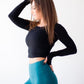 Essential Long Sleeve Cropped Top-Black XL ONLY