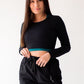 Essential Long Sleeve Cropped Top-Black XL ONLY