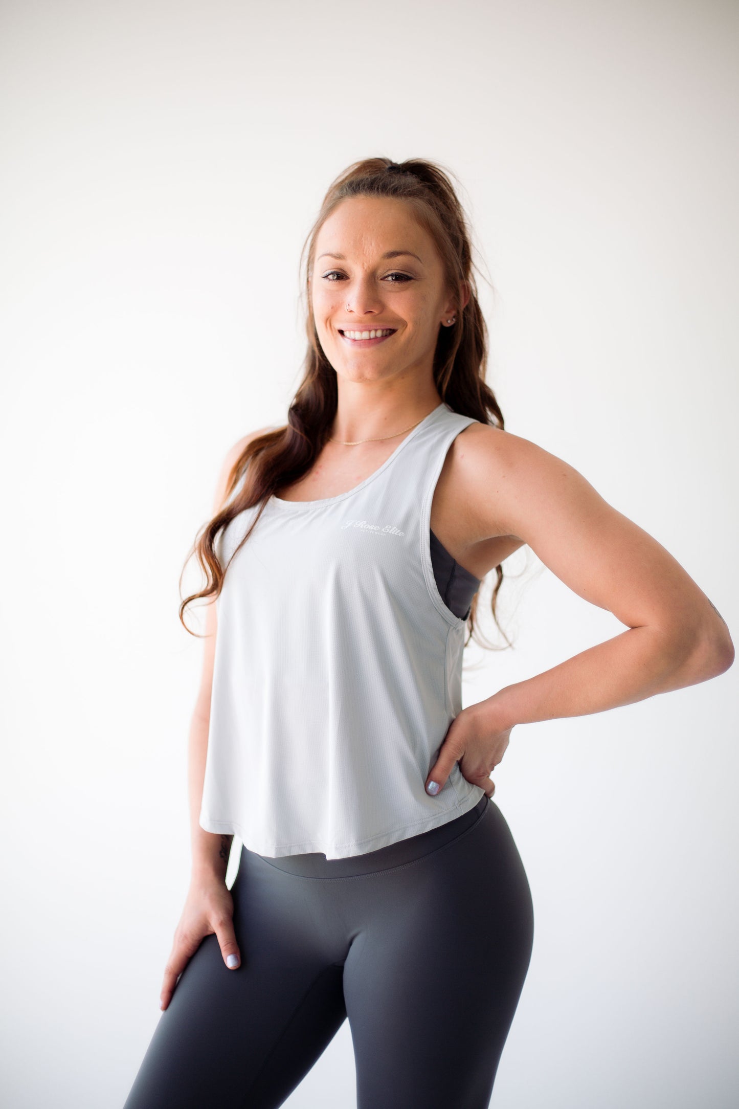 Essential Racerback Tank-Grey