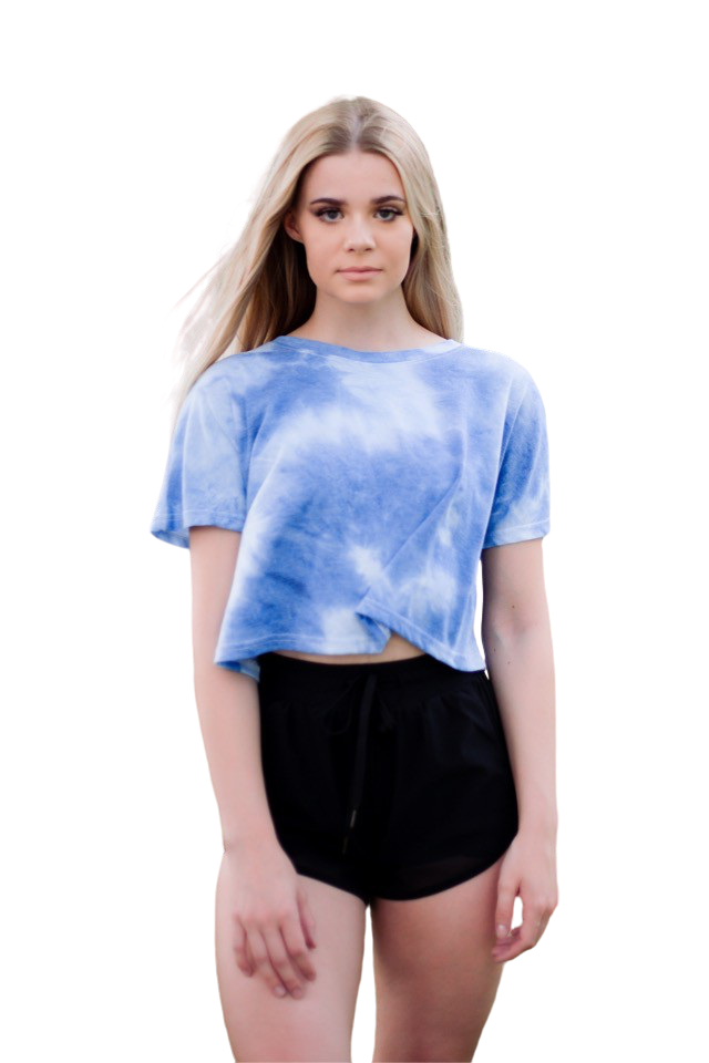 Solid Color Tie Dye Cropped Tops-S & L Only